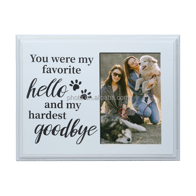 PHOTA Dog Memorial Gifts, Paw Prints Remembrance Wood Picture Frame for Pet Loss