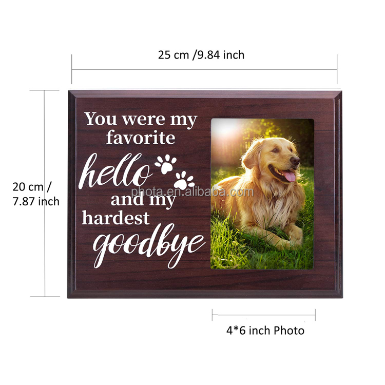 PHOTA Dog Memorial Gifts, Paw Prints Remembrance Wood Picture Frame for Pet Loss
