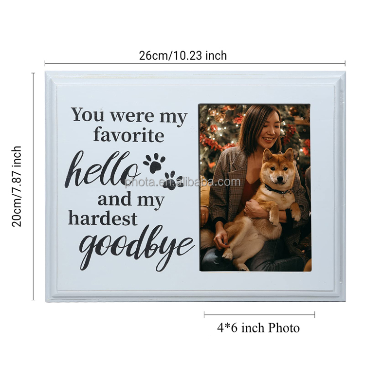 PHOTA Dog Memorial Gifts, Paw Prints Remembrance Wood Picture Frame for Pet Loss