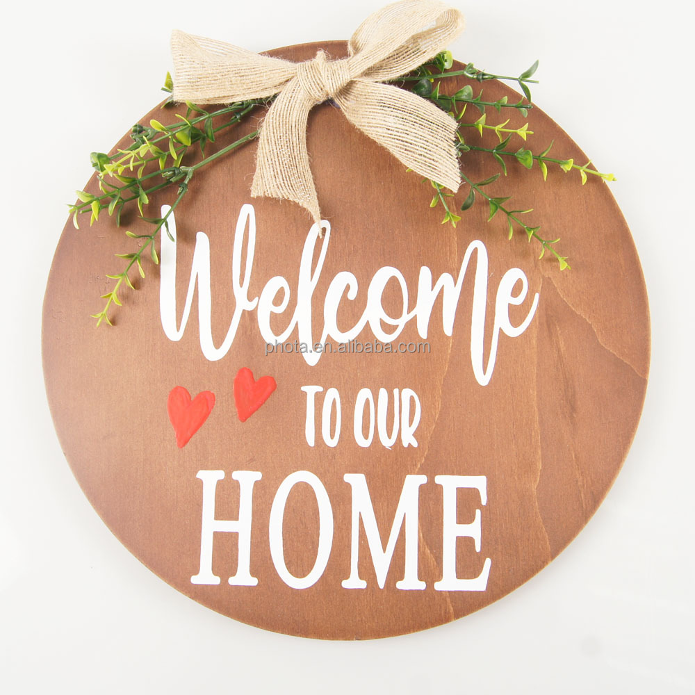 Welcome Sign for Front Door Spring Front Door Decor Round Wood Hanging Sign Farmhouse Porch for Home Decoration