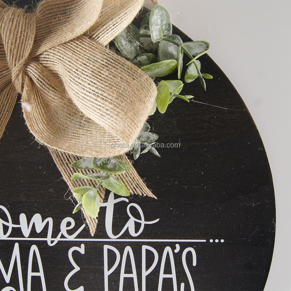 Welcome Sign for Front Door Spring Front Door Decor Round Wood Hanging Sign Farmhouse Porch for Home Decoration