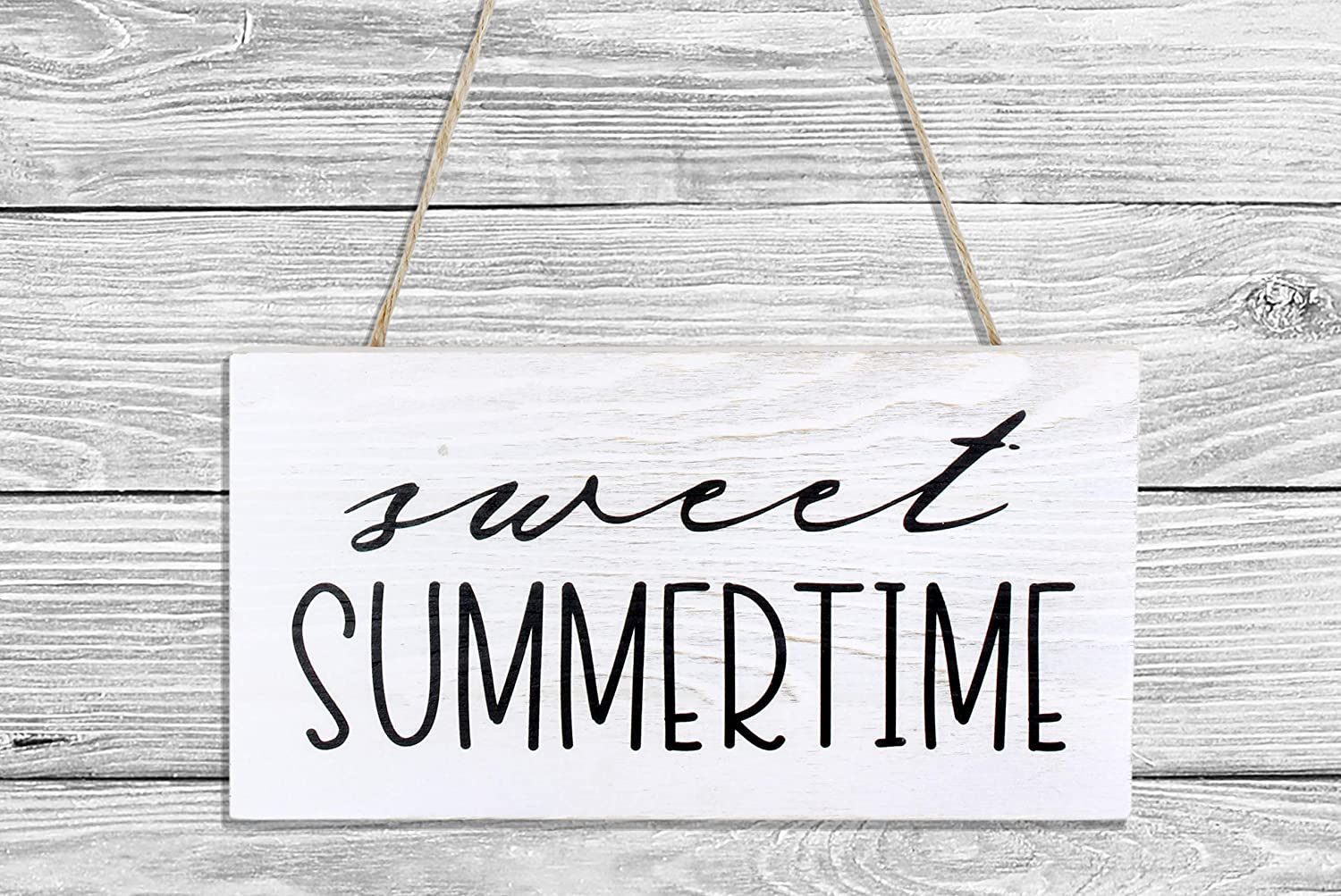 Sweet Summertime Wood Sign, Summer Rustic Distressed White Wooden Plaque