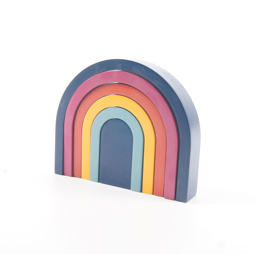 Wooden Rainbow Stacking Toy Large Nesting Puzzle Blocks