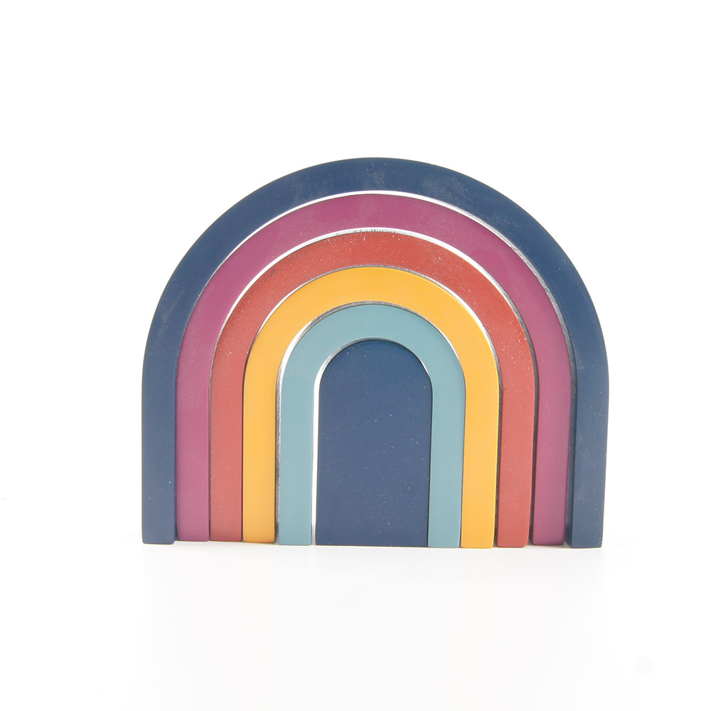 Wooden Rainbow Stacking Toy Large Nesting Puzzle Blocks