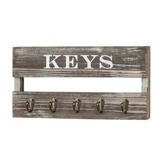 Custom Rustic Mail Storage Wooden Wall Mounted Shelf with Key Holder
