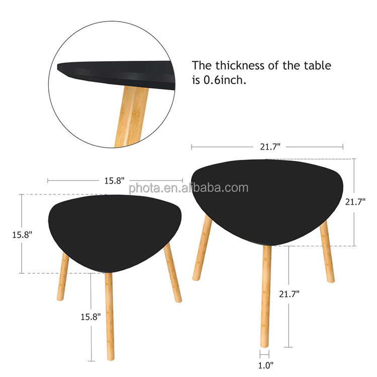 Nesting Table for Living Room Side Table for Bedroom Triangle Modern Coffee Table