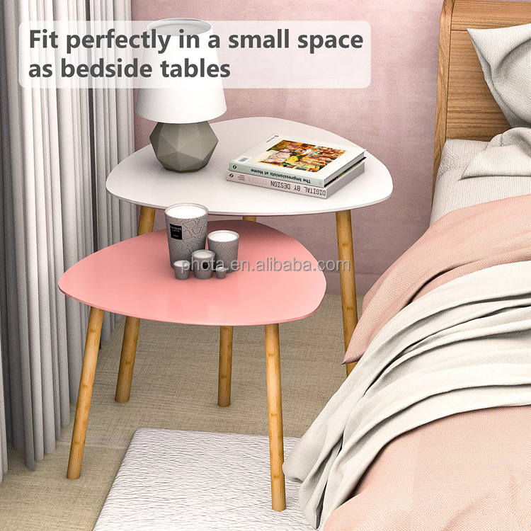 Nesting Table for Living Room Side Table for Bedroom Triangle Modern Coffee Table