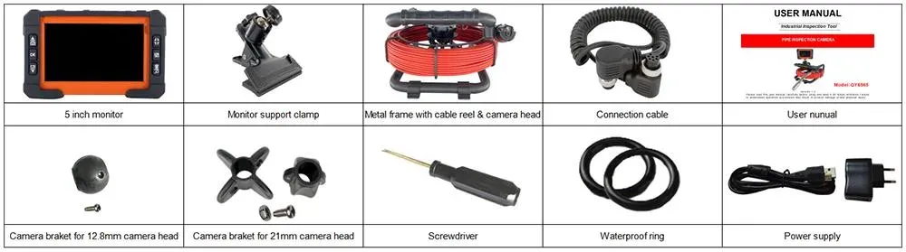 30m Push Rod Cable Plumbing Camera