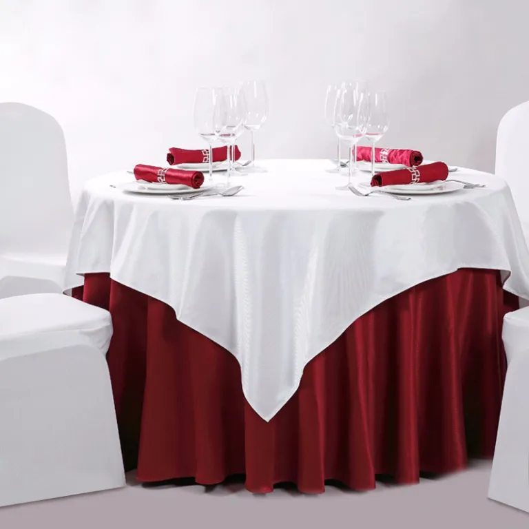 Mantel Redondo Vino Rojo Poliéster Jacquard Mantel Banquetes De