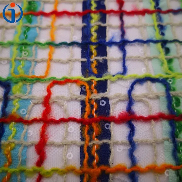 colorful plaid sequin embroidery fabric colorful plaid sequin embroidery fabric