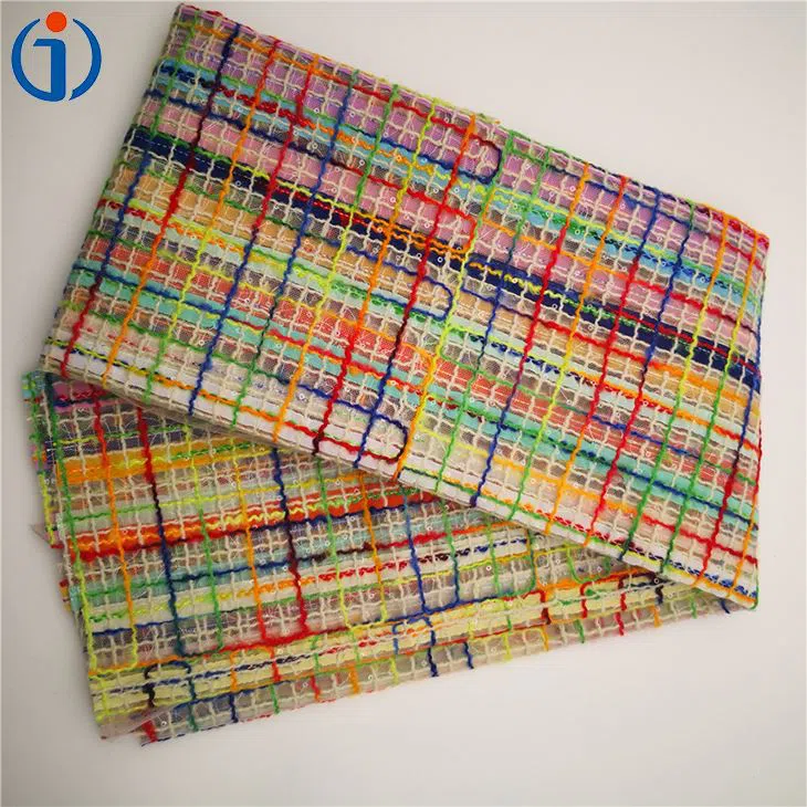 colorful plaid sequin embroidery fabric colorful plaid sequin embroidery fabric