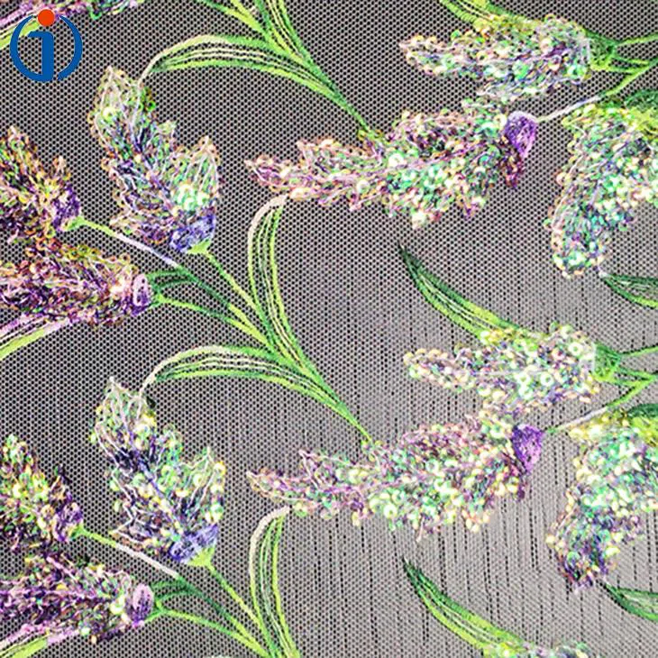 China Custom Purple Sequin Embroidery Fabric Manufacturers, Suppliers
