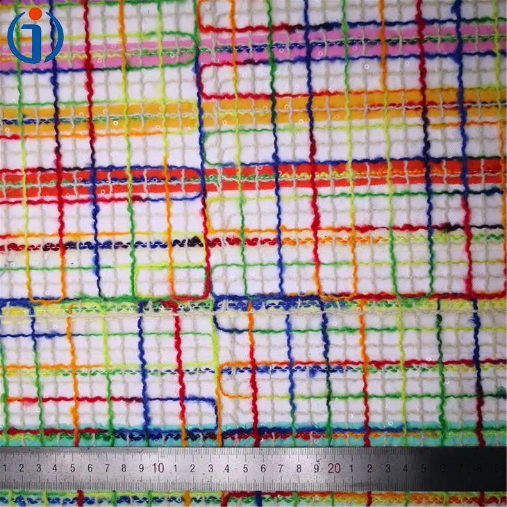 colorful plaid sequin embroidery fabric colorful plaid sequin embroidery fabric