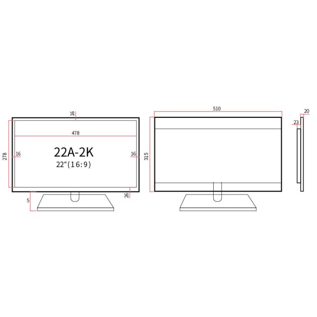 22 inch Professional LED CCTV Monitor