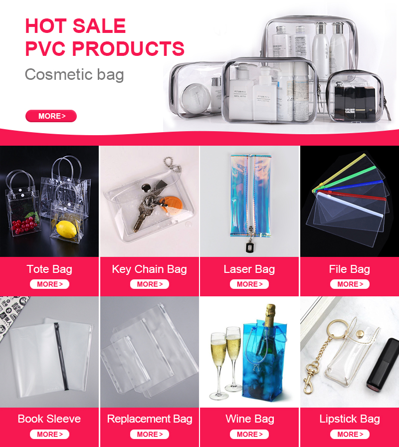Women TPU Clear And Pink Custom Cosmetic Bag Plastic For Travel Makeup Bag