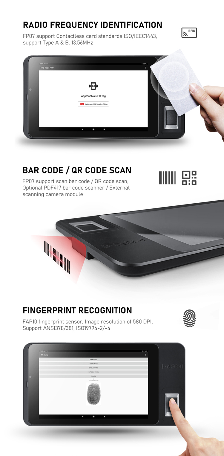 HFSecurity Android Mobile Biometric Tablet With Fingerprint Reader