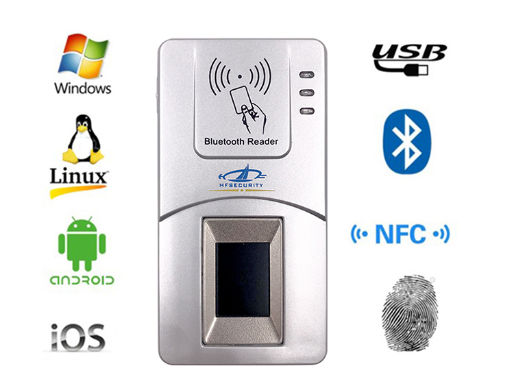 HFSecurity HF5000 Cheap Portable Biometric USB Fingerprint Reader Handheld Barcode Scanner Printer