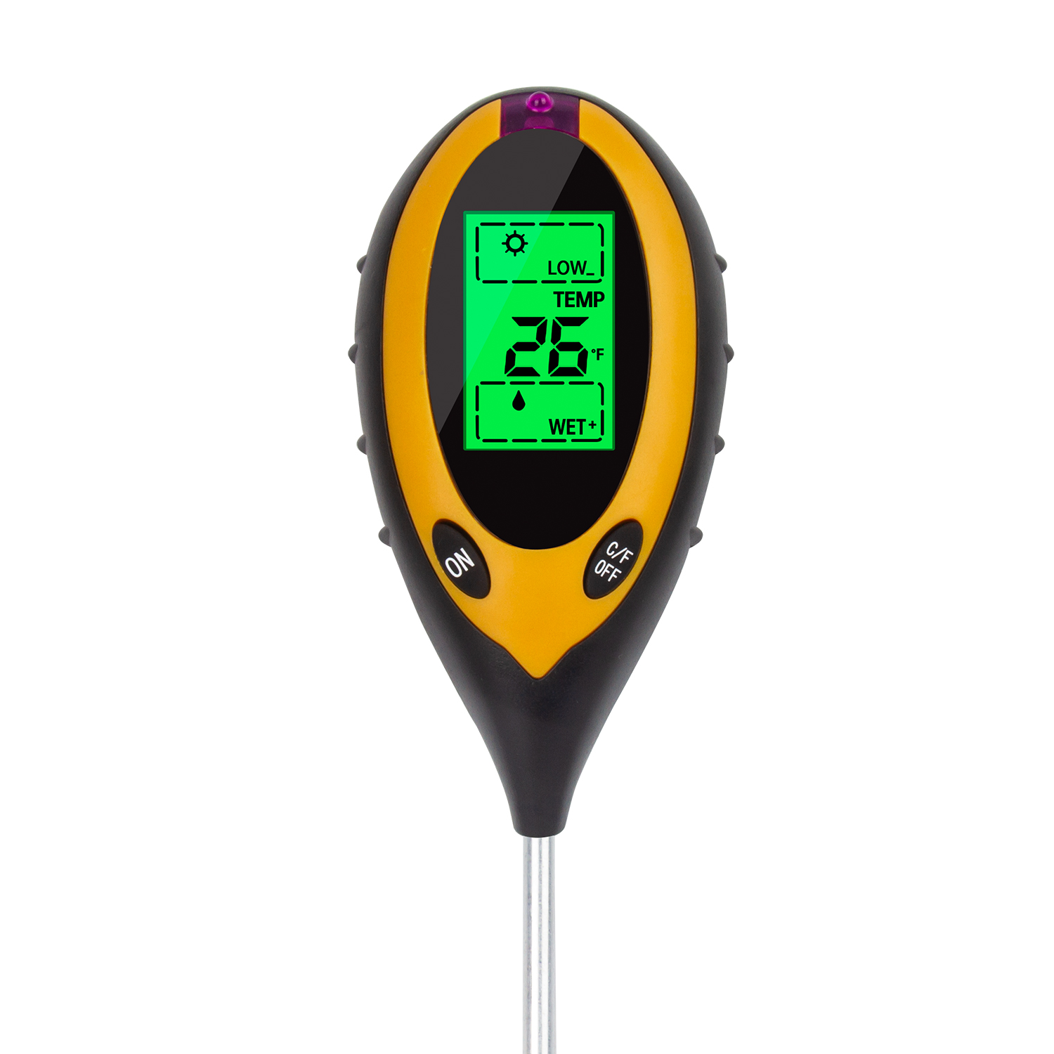 Testeur de Sol 5-EN-1 pH-mètre,Testeur de Thermomètre de Plante Numérique  avec éclairement/Température/Humidité du Sol/PH du Sol/Humidité de