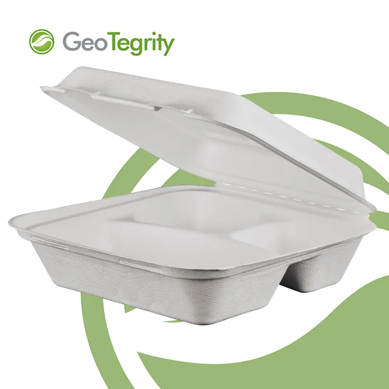 GeoTegrity - Contenedor de comida desechable libre de PFAS Embalaje Caja de  almuerzo de pulpa de bagazo