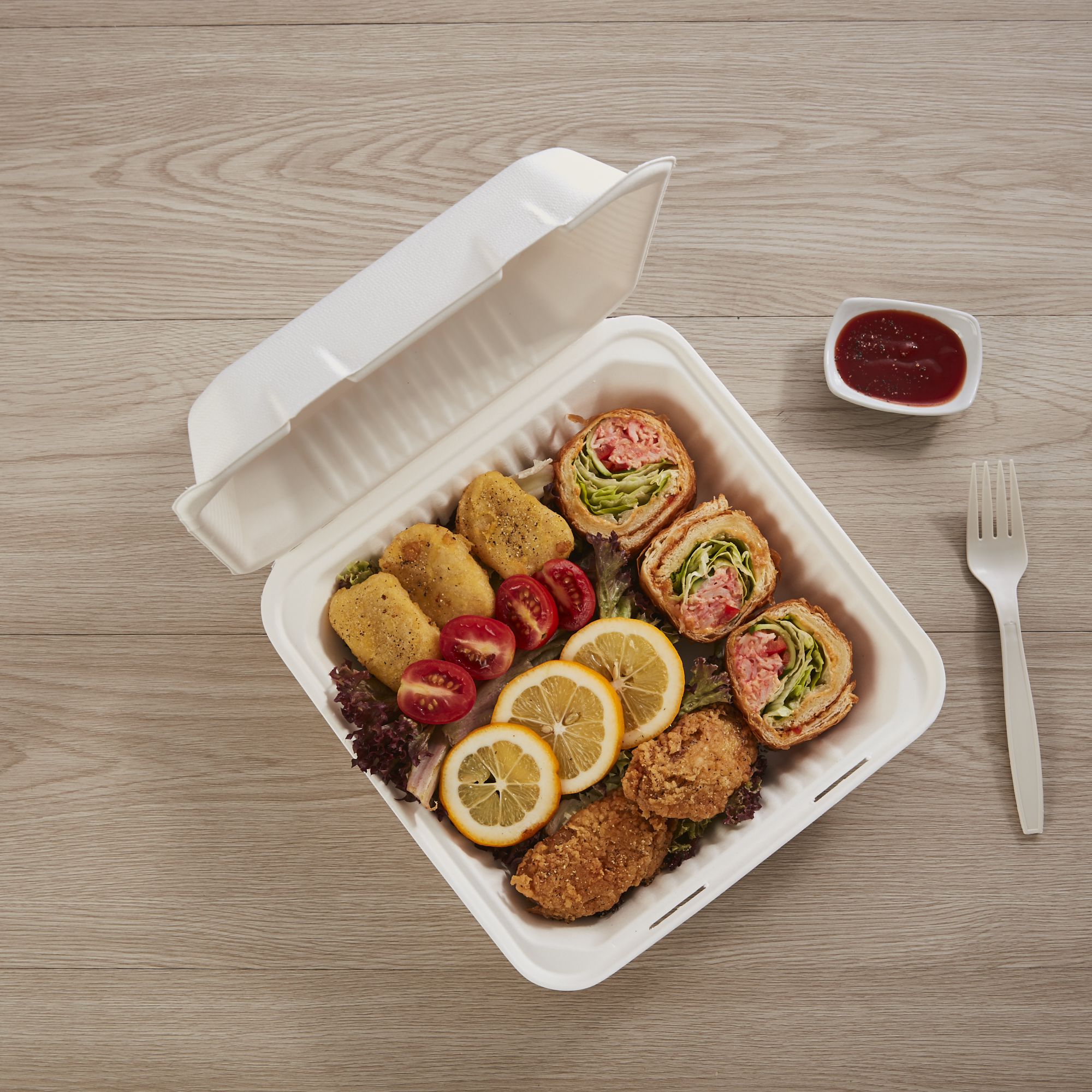 GeoTegrity - Contenedor desechable de comida rápida para llevar Contenedor  de pulpa de bagazo de caña de azúcar biodegradable Caja de almuerzo Caja de  bagazo