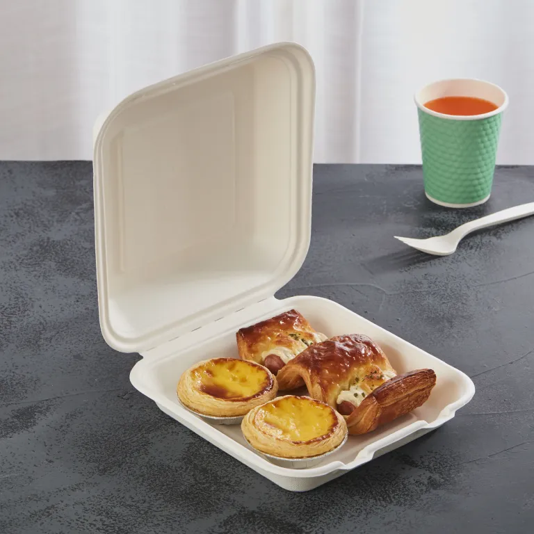 GeoTegrity - Contenedor desechable de comida rápida para llevar Contenedor  de pulpa de bagazo de caña de azúcar biodegradable Caja de almuerzo Caja de  bagazo