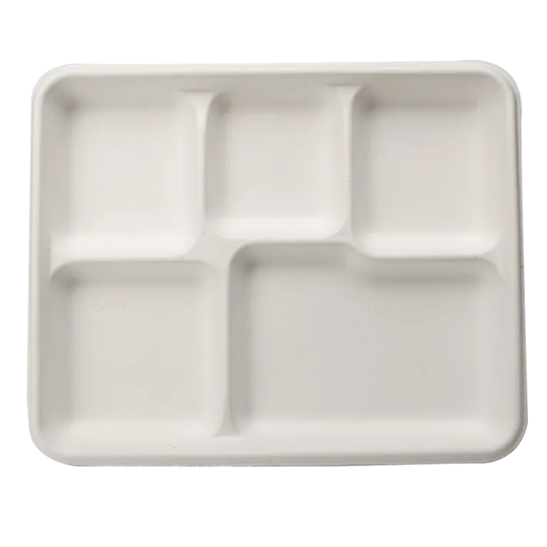 PFAS Free Lunch Tray 5 Compartment Disposable Biodegradable School
