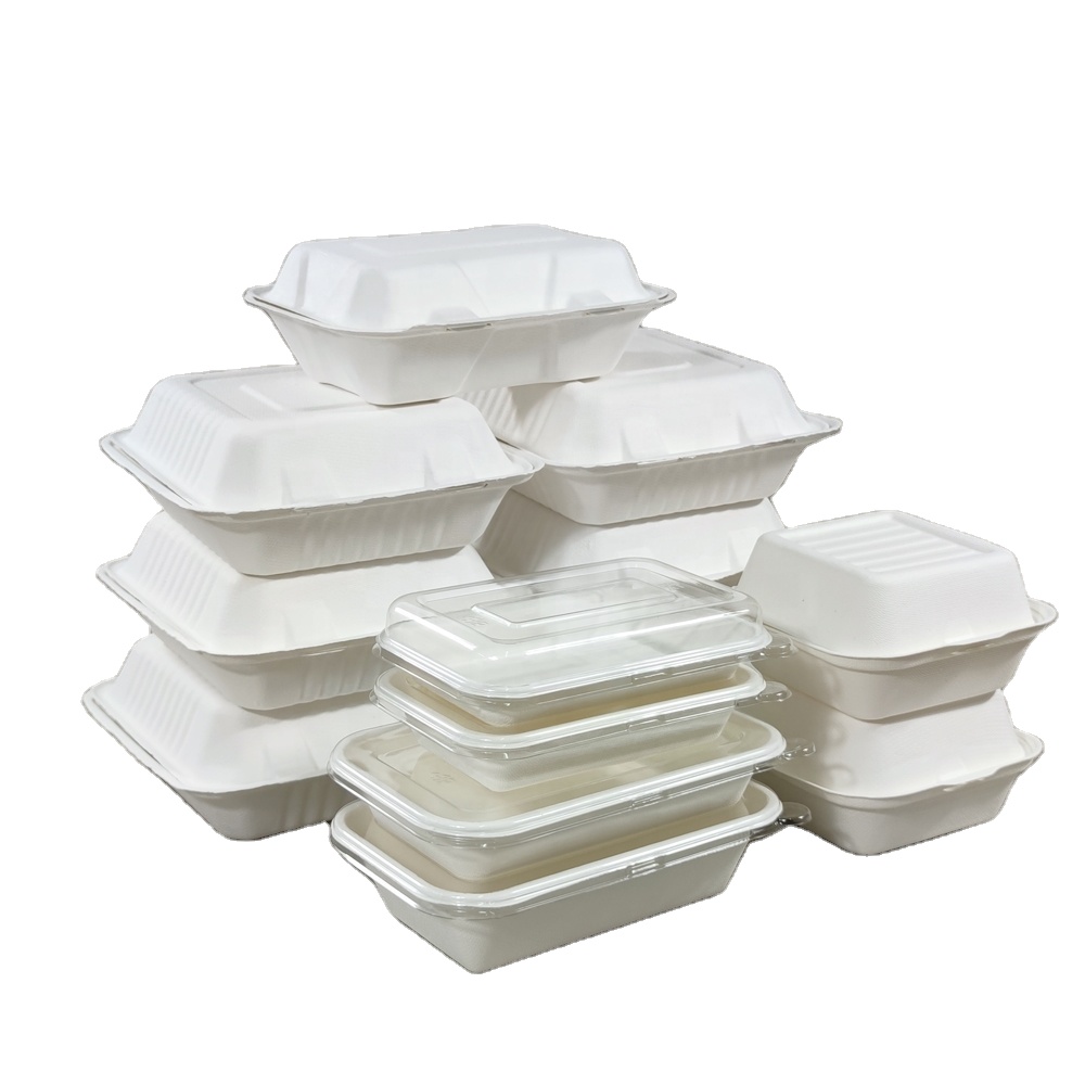 GeoTegrity - Contenedor desechable de comida rápida para llevar Contenedor  de pulpa de bagazo de caña de azúcar biodegradable Caja de almuerzo Caja de  bagazo