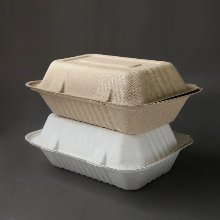 Caja de embalaje de bagazo de tres compartimentos - Caja de almuerzo de  bagazo de tres compartimentos, caja de comida desechable de caña de azúcar  de tres compartimentos