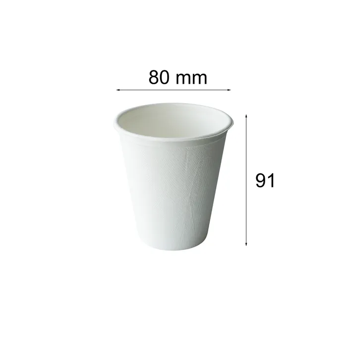 Gobelet jetable bio en canne à sucre pour café 23cl de la vaisselle  biodégradable en pulpe.