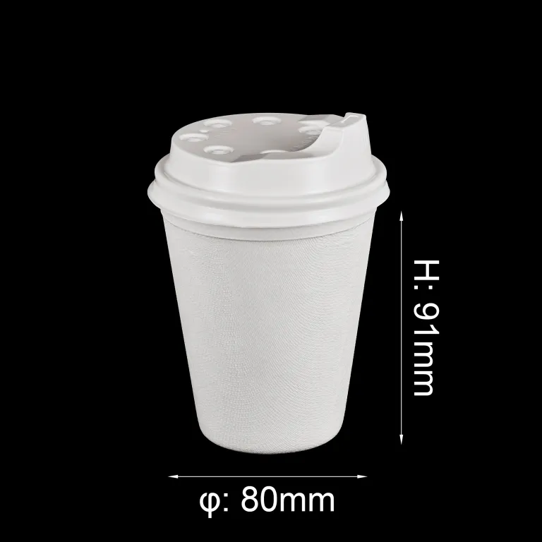 Lids ONLY: Pulp Safe No PFAS Added 4.3 inch to Go Cup Lids, 100 Disposable Cup Lids - Cups Sold Separately, Sustainable, White Bagasse Soup Cup Lids