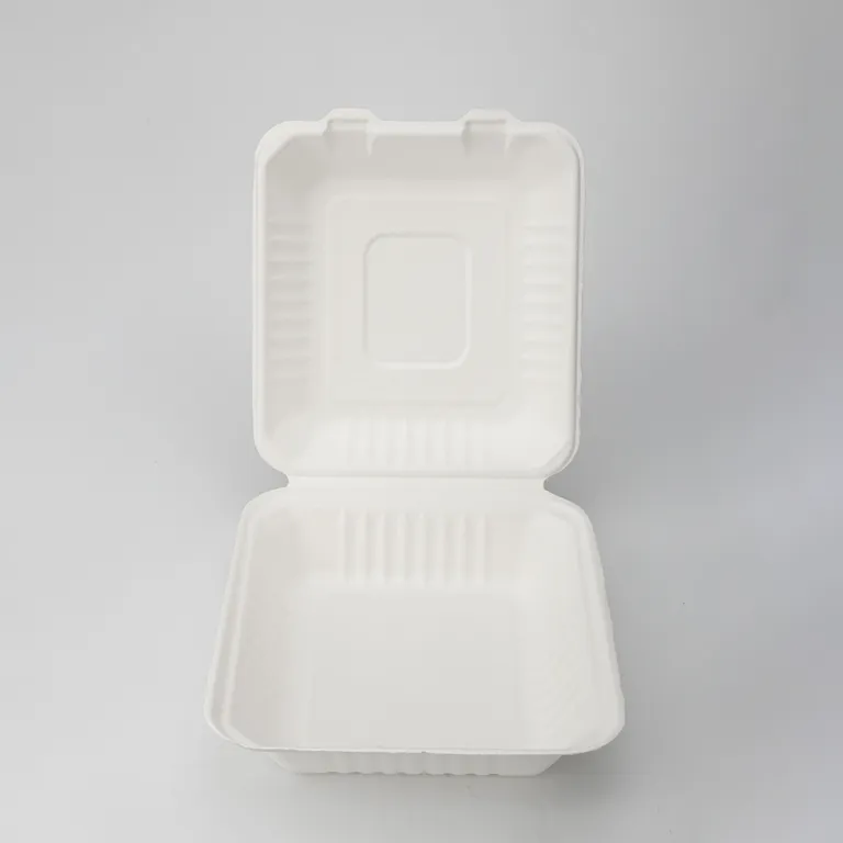 Bagasse Food Packaging Bagasse Box Lunch PFAS Biodegradable 8 Eco-friendly Sugarcane GeoTegrity Disposable Clamshell Free Box - inch