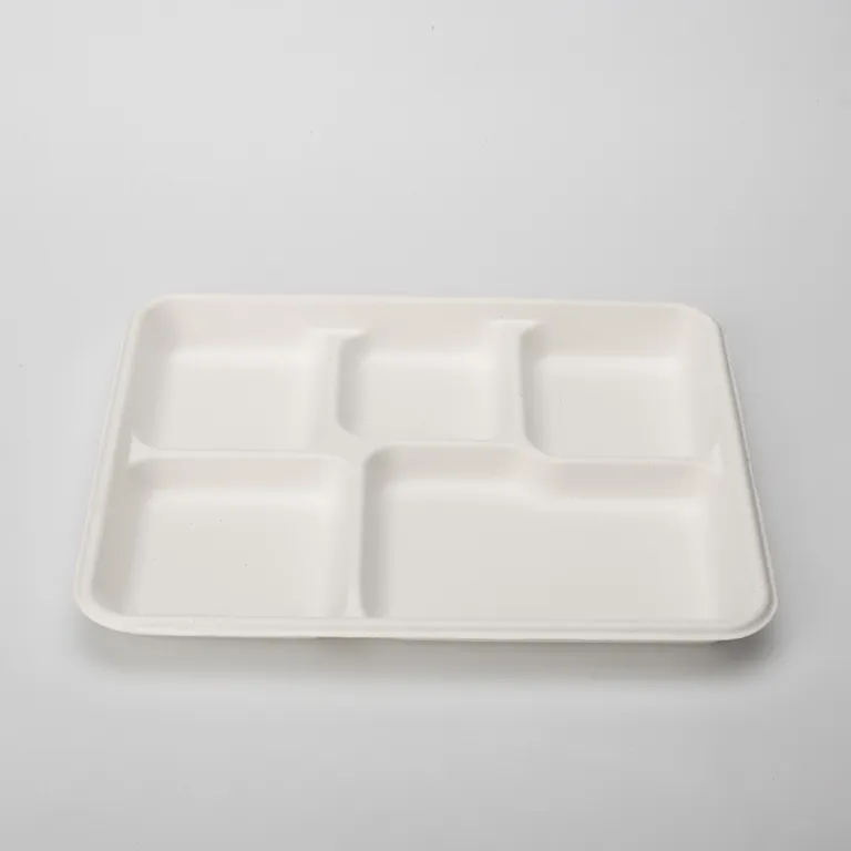 3/5 Compartment Bagasse Paper Pulp Food Tray Packaging Disposable Cont –  Fastfoodpak