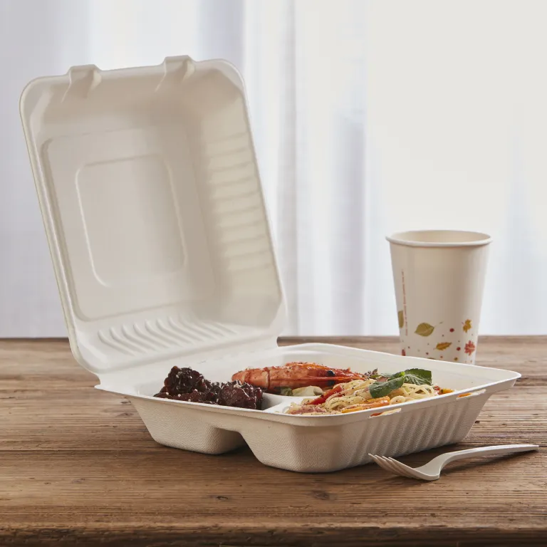 Biodegradable Bagasse Food Containers Clamshell Takeaway Boxes Burger Boxes