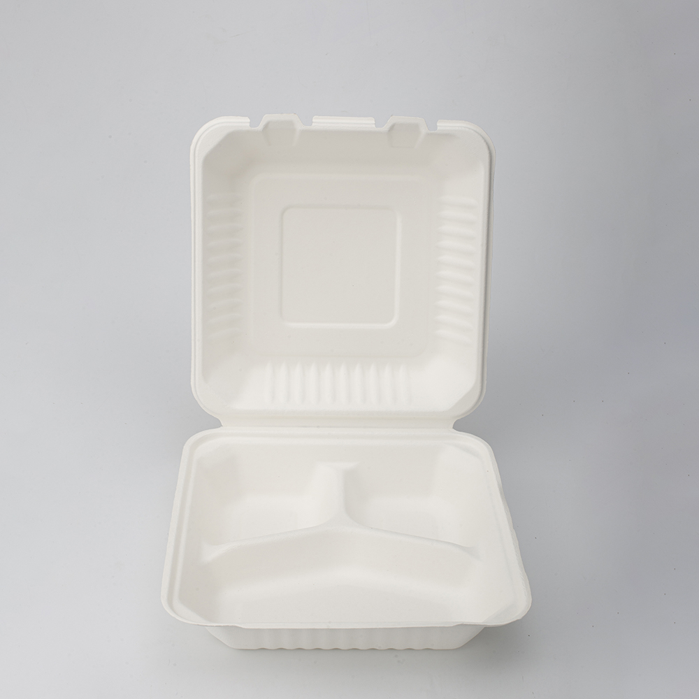 PFAS Free 3 Compartment Pulp Box Biodegradable Disposable Food ...
