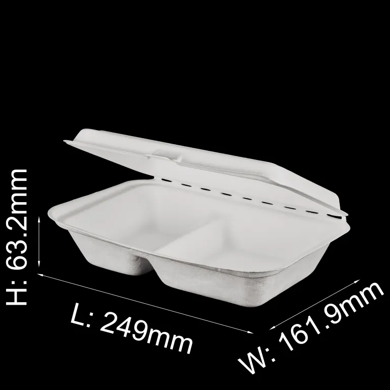 50 Bols Rectangulaires + Couvercles En Bagasse - Biodégradable, Micro-ondes, Anti-Fuite - 1 Litre