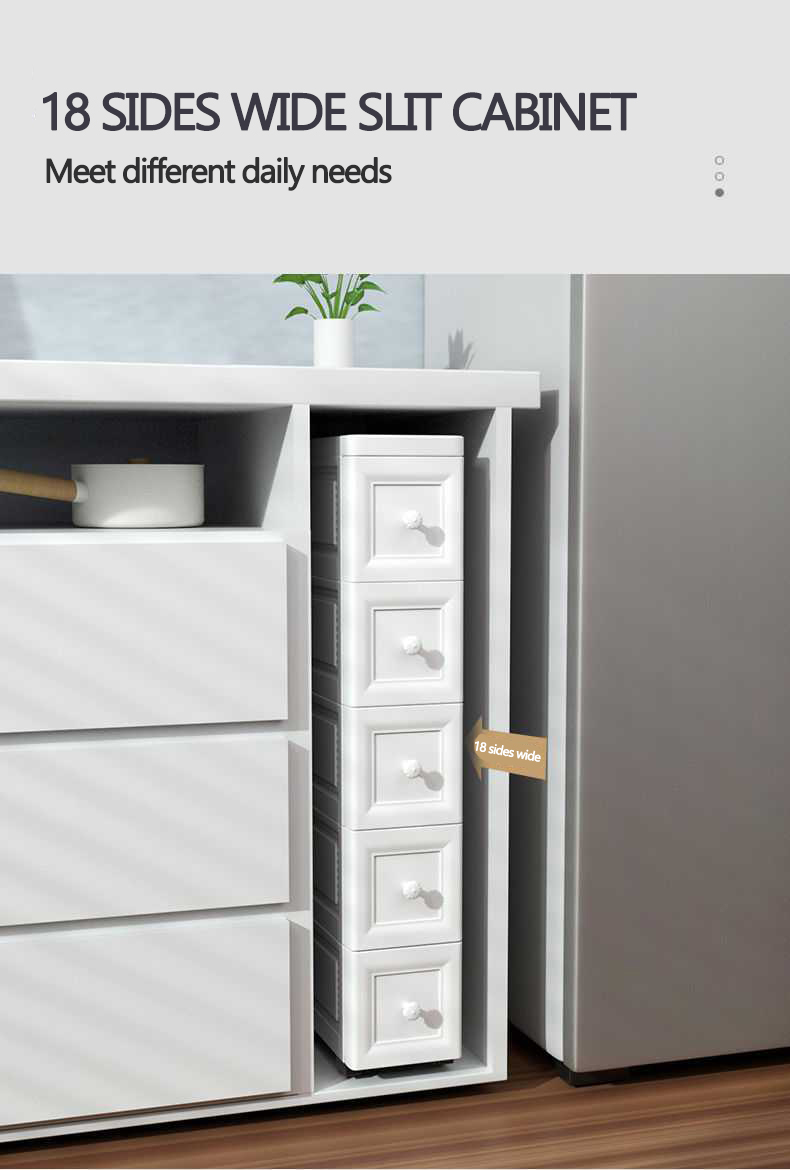 Hot Product Space Saving Slim Storage Unit with Drawers Chest of Drawers Bedroom Plastic Cupboard Kitchen Storage Cabinet