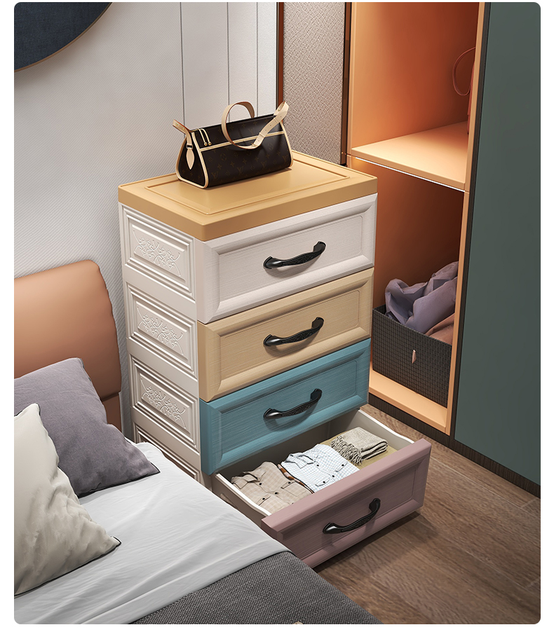 New Design Multi-layer Chest of Drawers Storage Cabinet Plastic Cupboard for Baby Clothes Bedroom Storage Drawers with Wheels