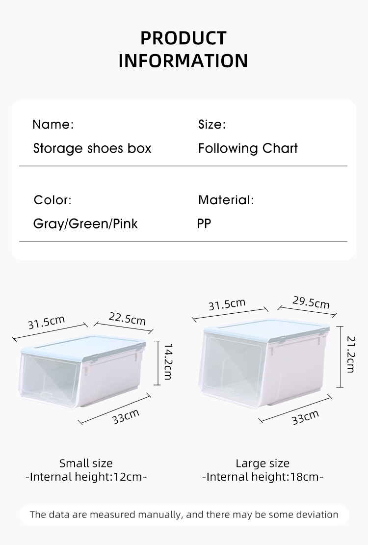 Wholesale Price Transparent Shoe Container Organizer Clear Shoe Boxes Stackable Sneaker Storage Box Plastic Shoe Organizer Box