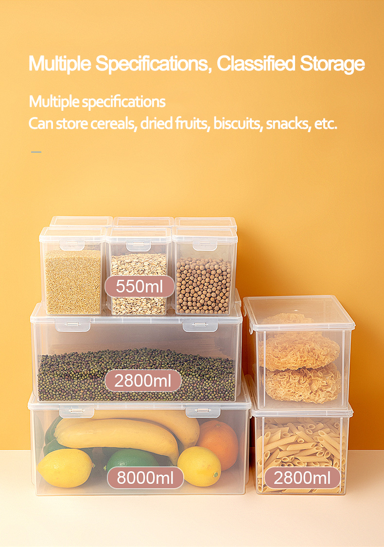 Wholesale Price Airtight Clear Dry Food Storage Box Stackable Kitchen Pantry Plastic Grain Organizer Cereal Dispenser Container