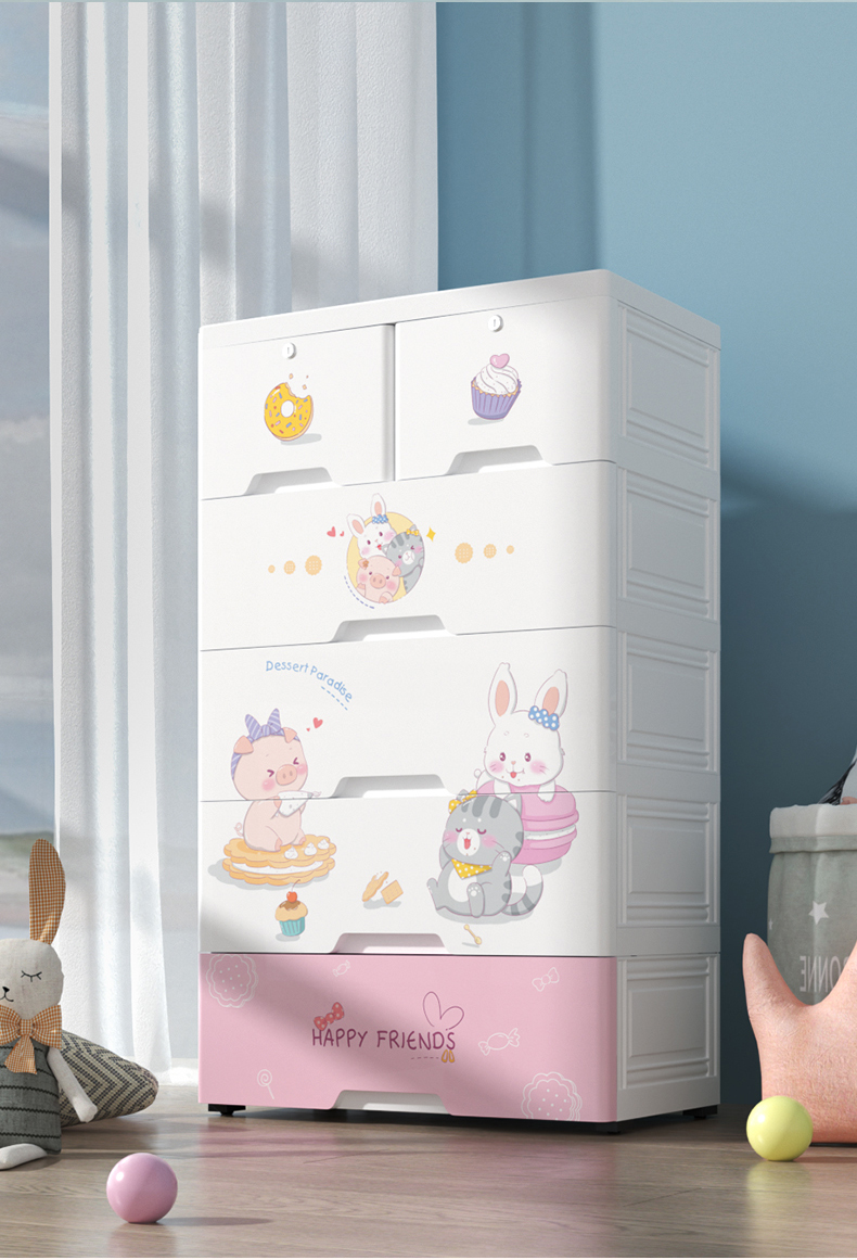 Newest Cartoon Style Multi-layer Drawer Cabinet Children Wardrobe Kids Cupboard Bedroom Plastic Storage Drawers for Baby Clothes
