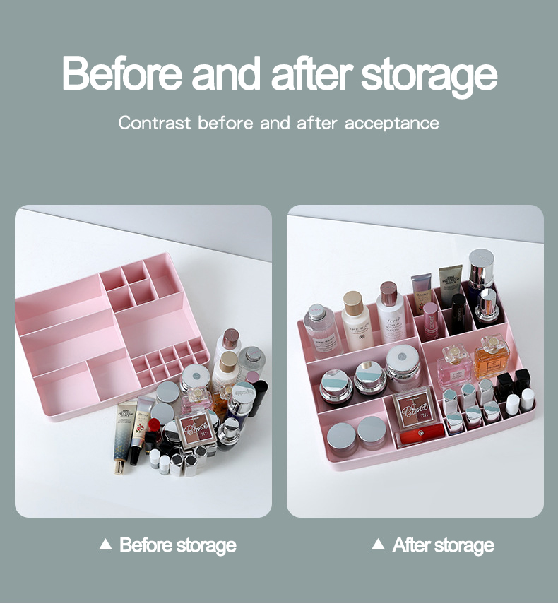 New Style Dressing Table Finishing Box Lipstick Nail Polish Storage Rack Plastic Makeup Cosmetic Organizer Box with Compartment