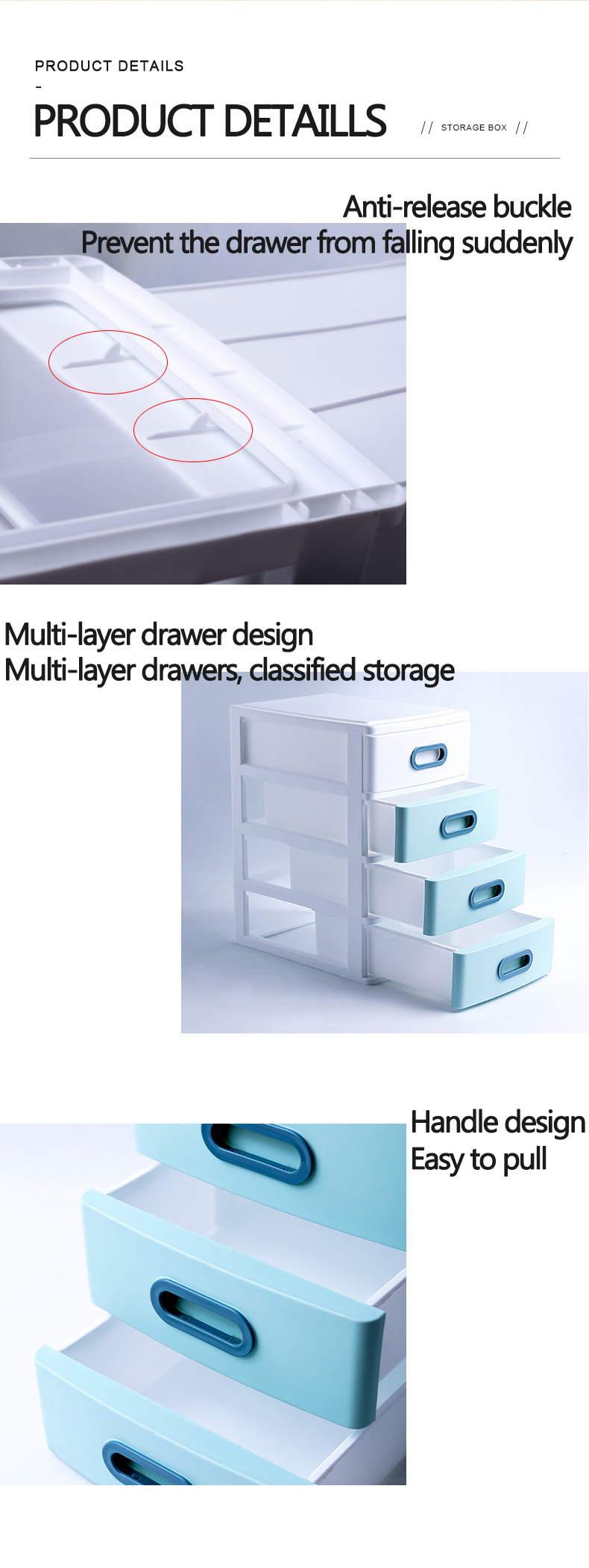 Modern Office Desk Stationery Holder Home Medicines Organizer Box Plastic Transparent Jewelry Makeup Storage Drawer with Handle