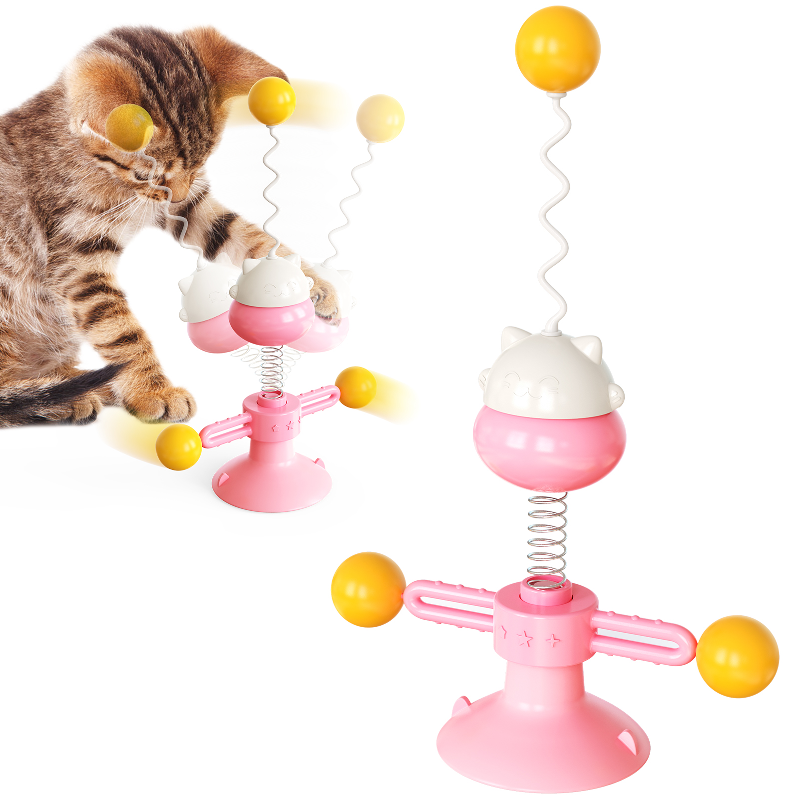 New Design Pet Interactive Play Toy Cat Toys Pet Accessories Spring Lucky Cat Chew Toy
