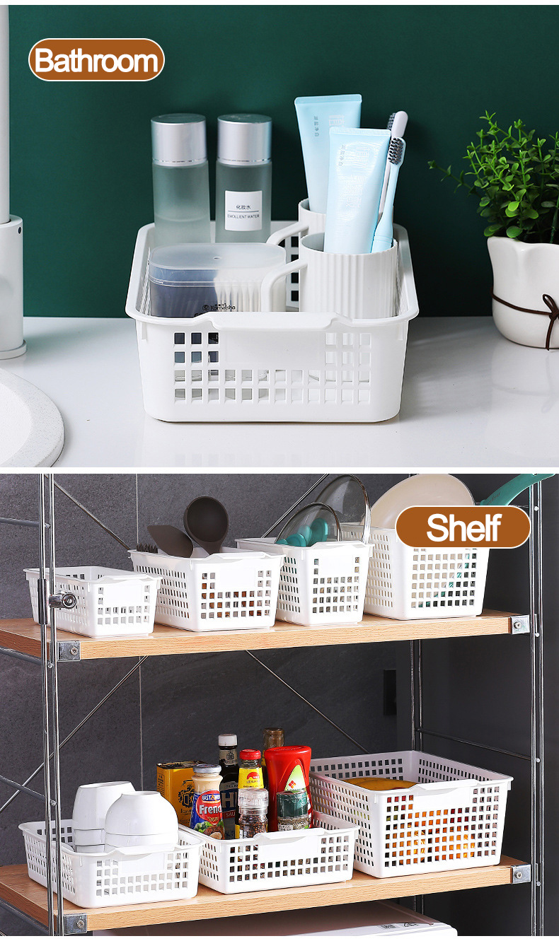 Wholesale Mesh Basket Bathroom Organizer Plastic Kitchen Basket Storage Organizer Desktop Sundries Storage Baskets for Shelves