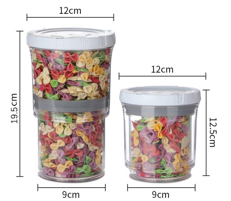 New Design Round/Square Vacuum Storage Jar Leak-proof Dry Food Container Plastic Airtight Cereal Container for Kitchen Pantry