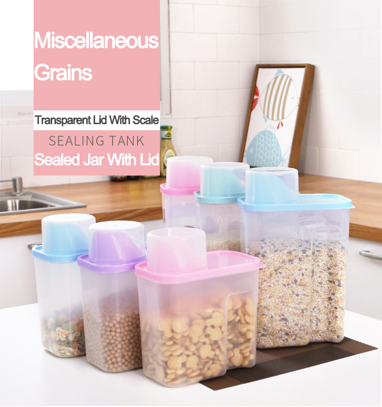 Pantry Organizer Plastic Dry Food Cereal Storage Container with Easy Pour Lids Transparent Kitchen Storage Jars for Grain Beans