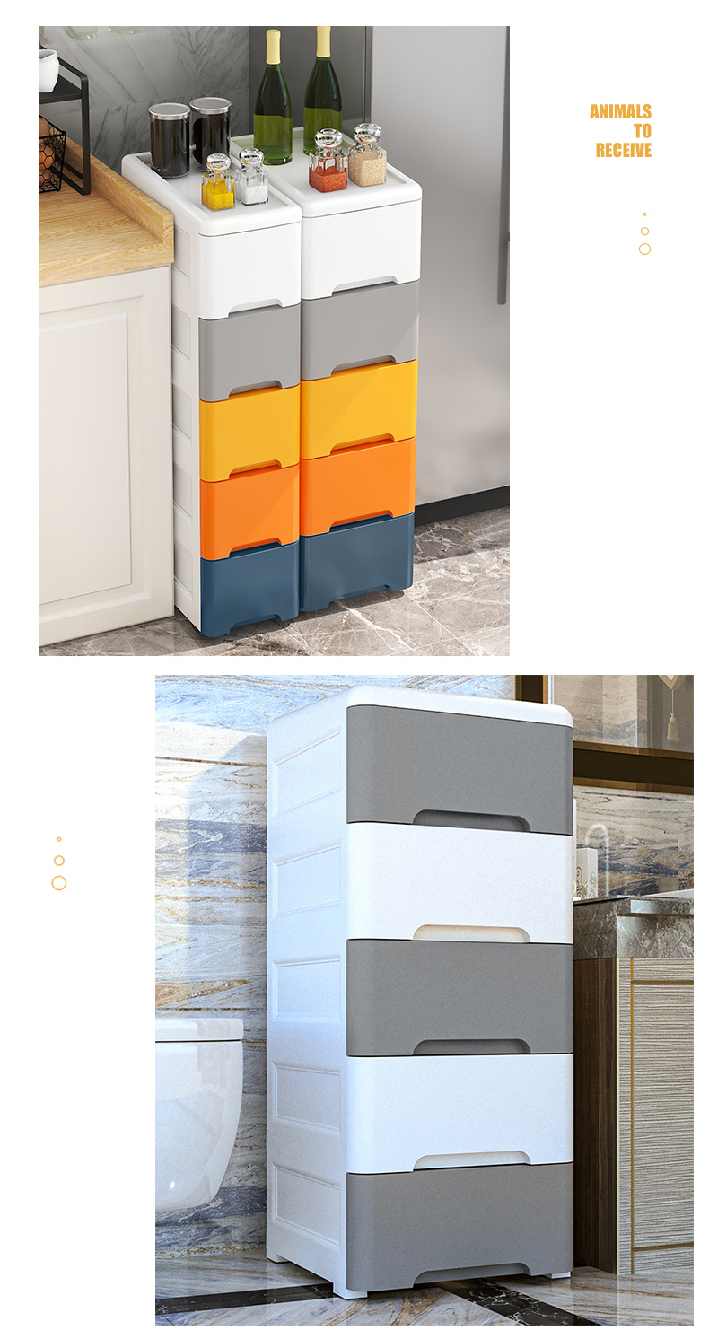 Wholesale Slim Chest of Drawer Corner Cabinet Kitchen Plastic Storage Unit on Wheel Bathroom Gap Storage Drawer for Narrow Space