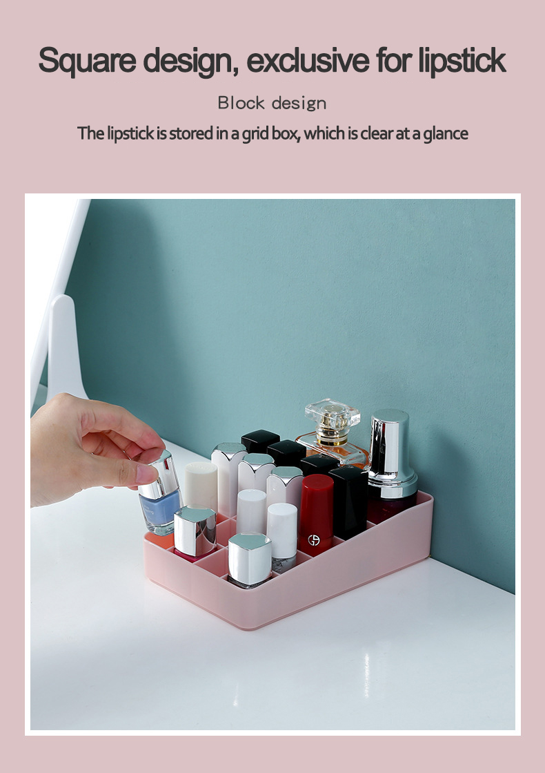Decorative Desktop Cosmetic Makeup Organizer Box Brushes Lipgloss Stand Holder Display Plastic Nail Polish Lipstick Storage Box