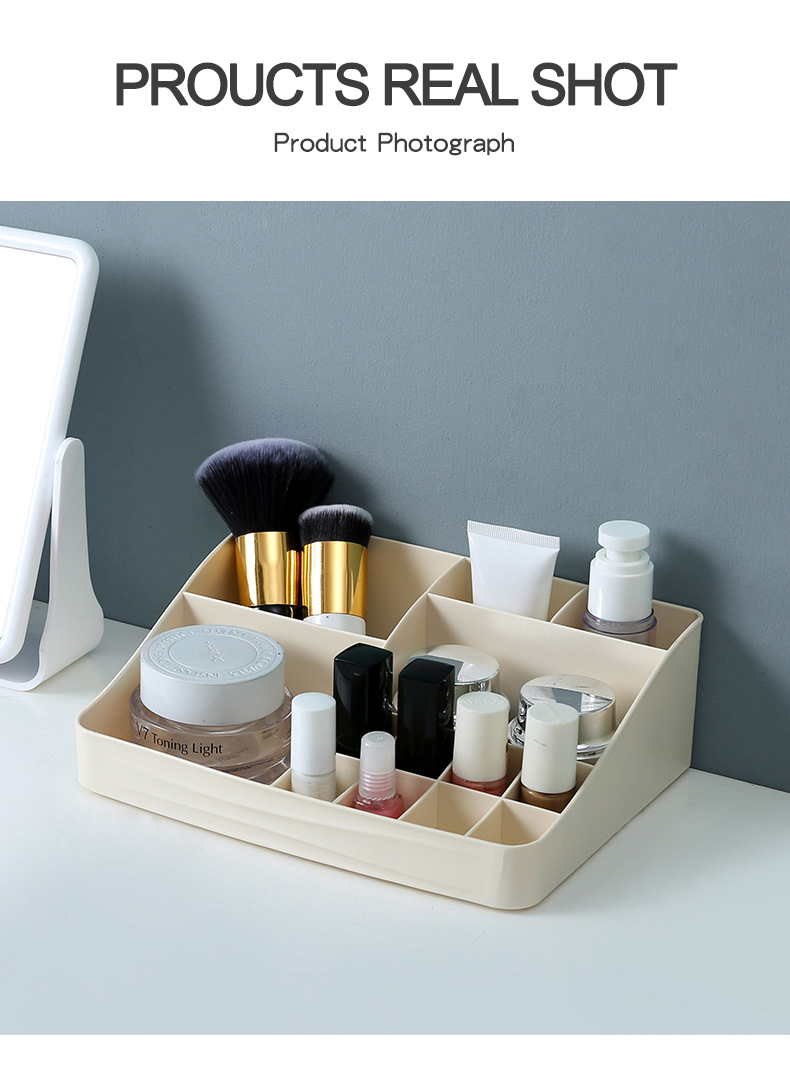 New Style Dressing Table Finishing Box Lipstick Nail Polish Storage Rack Plastic Makeup Cosmetic Organizer Box with Compartment
