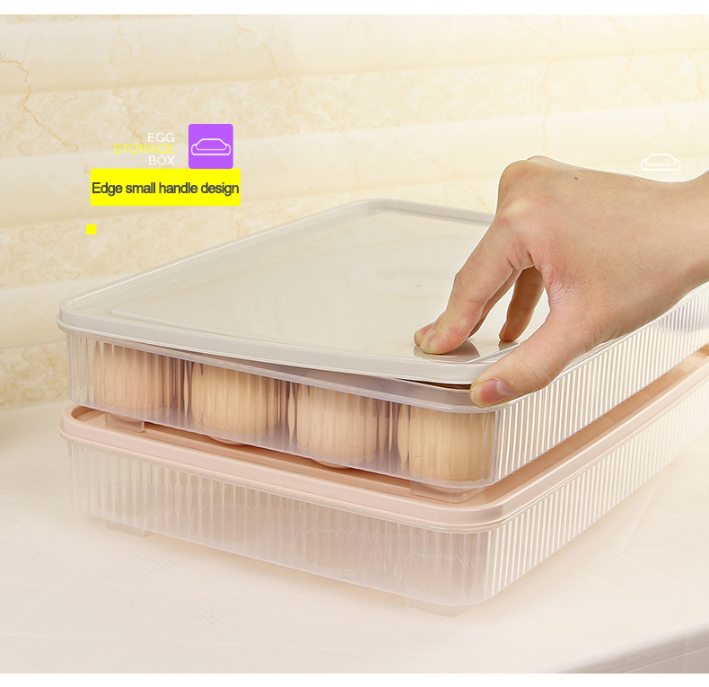 Home Camping Egg Storage Rack with Lid Pantry Egg Organizer Box Stackable Plastic Transparent Fridge Egg Holder for Refrigerator